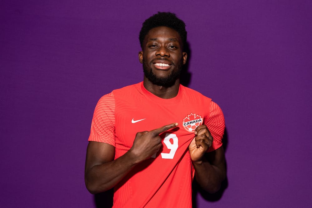 Alphonso Davies during the official FIFA World Cup Qatar 2022 portrait session in Doha, Qatar.