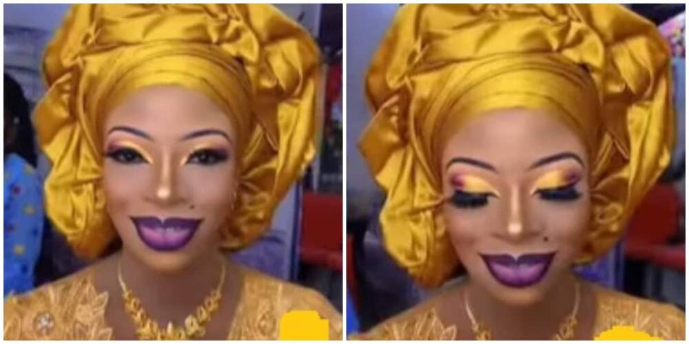 Photos of a lady with heavy makeup.