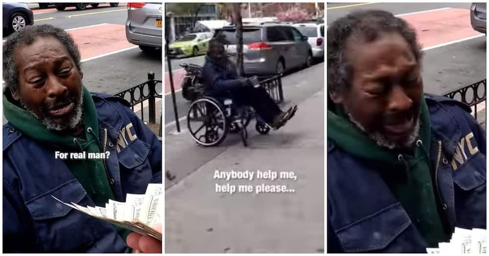 Homeless man in wheelchair, stranger, house rent, triple