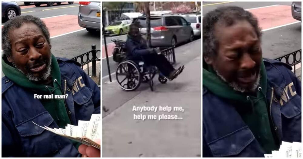 Homeless man in wheelchair, stranger, house rent, triple