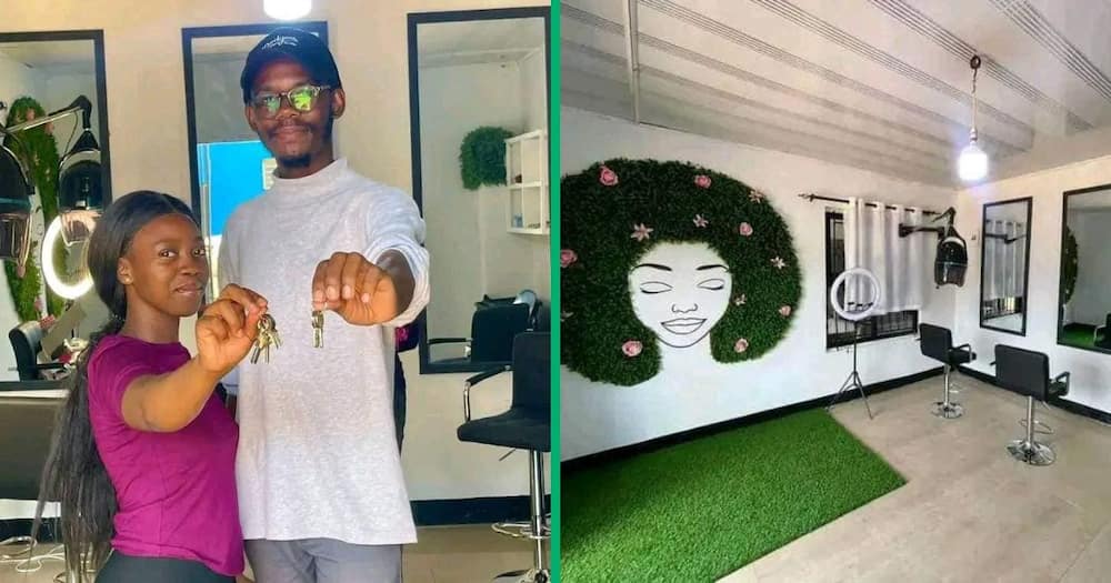 A South African husband surprised his wife with a new beauty salon