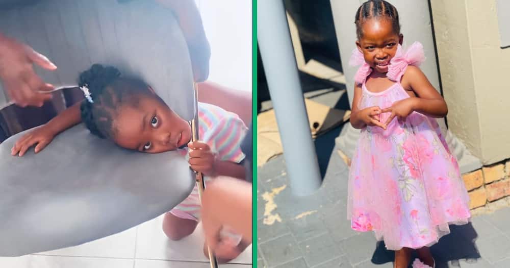 A TikTok video of a kid who found herself stuck in a chair has gone viral, leaving South Africans in stitches.