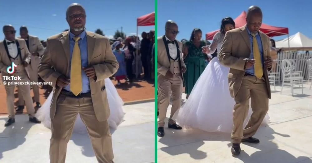 An old man danced at his daughter's wedding