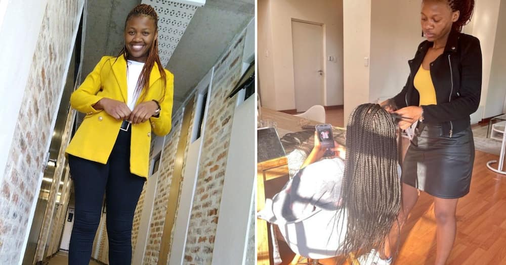 The Johannesburg graduate is also a hairdresser with her own braiding business