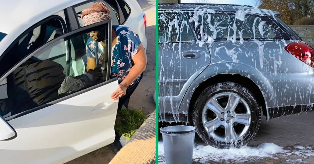 A woman captured her grandmother washing her car in a TikTok video.