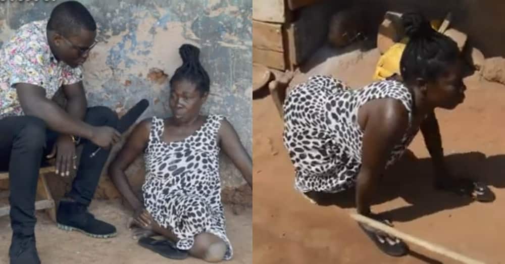 Meet 45 year old Ghanaian mom of 3 who has been walking with her knees for 43 years