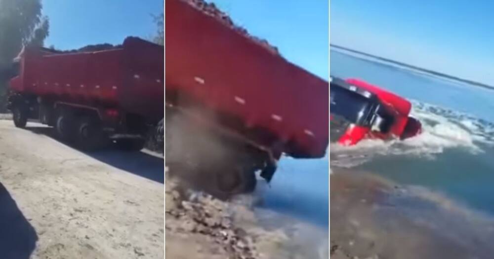 Viral Video, Shows Truck, Submerging, Deep, Water