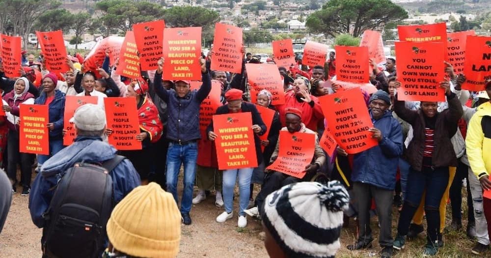 EFF, protesting outside Johann Rupert's farms, Stellenbosch, Mpumalanga #EFFlandDay, land grabs