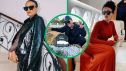 Pearl Thusi slammed for squatting over the late Mampintsha's grave, netizens ask her to be more respectful