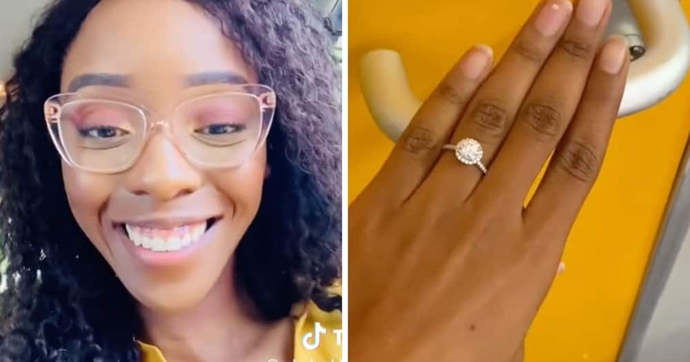 A young woman shared the news of her engagement on TikTok.
