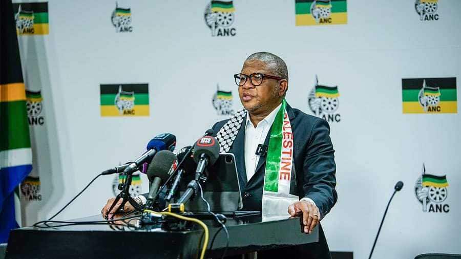 ANC's secretary general Fikile Mbalula addressing the media post its NEC meeting