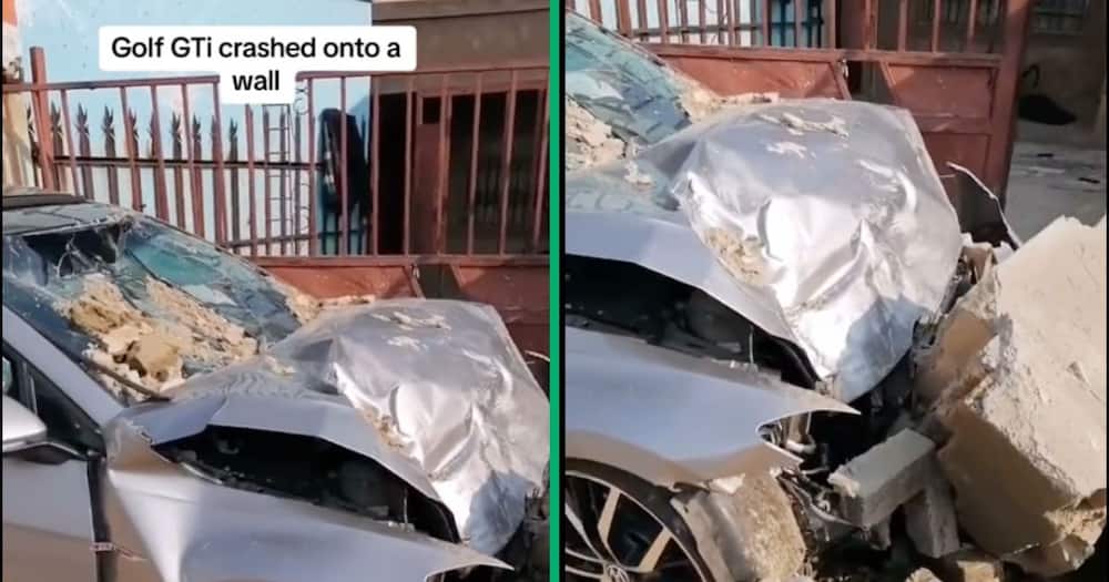 A carwash worker crashed a client's GTI into a wall.