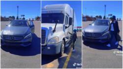 Rich woman walks from Mercedes Benz to huge truck for work in TikTok video, netizens inspired