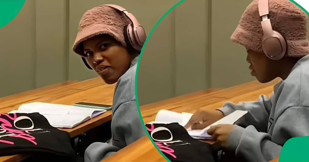 A TikTok video shows a student with paper in a classroom.
