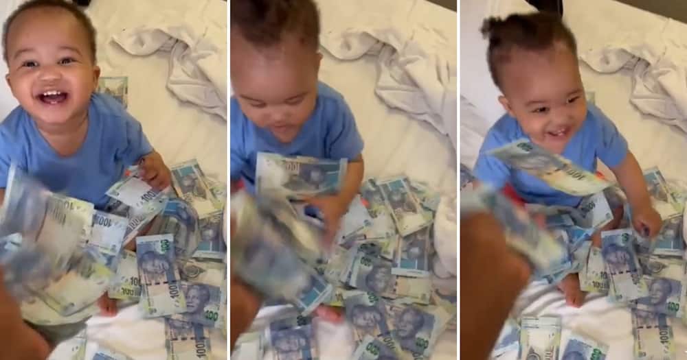 One father stopped his baby from crying with R100 banknotes