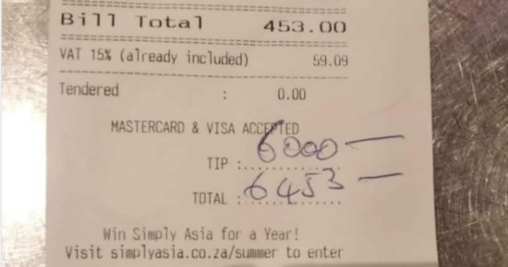 Kind patron, R6 000 tip, restaurant, Social media reactions