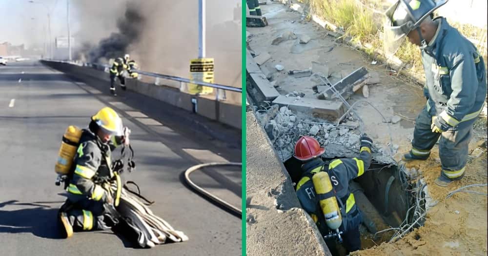 Jo'burg firefighters battled a fire that broke out on the M1 in Braamfontein for 18 hours.