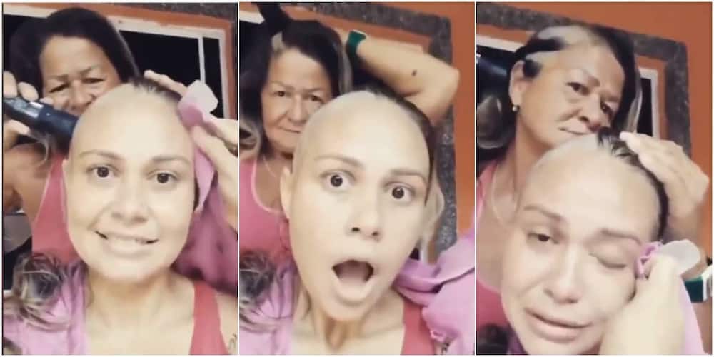 Woman scrapes off her hair in solidarity with daughter who's battling cancer