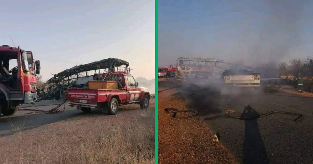 Collage image of bus crash in Musina,Limpopo