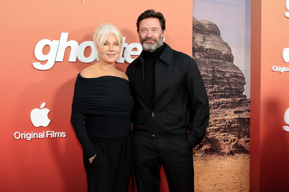 Deborra-Lee Furness and Hugh Jackman during the Apple Original Films' Ghosted New York Premiere at AMC Lincoln Square Theater on 18 April 2023.