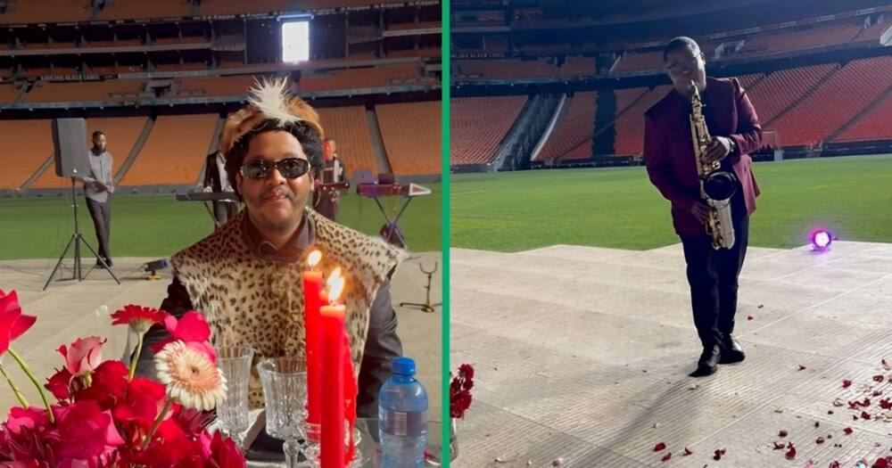 A Zulu man arranged a romantic setting at a stadium