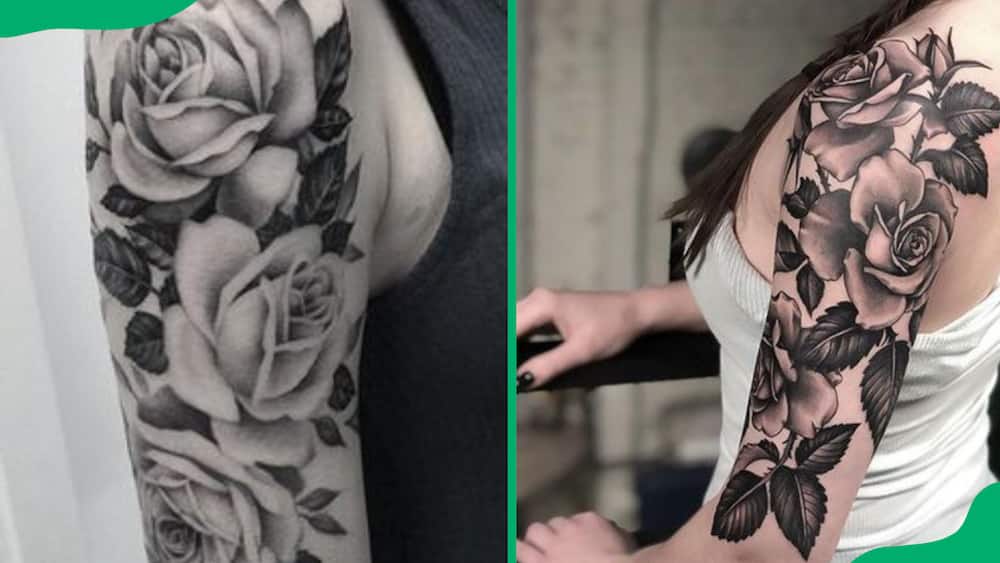 Rose upper arm tattoo