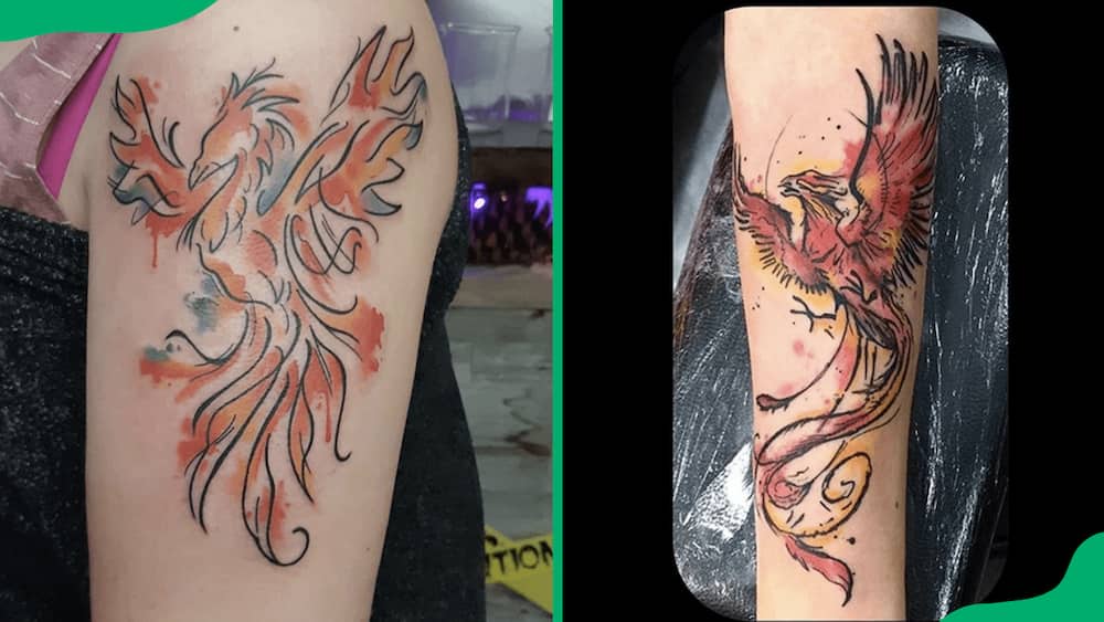 Watercolour phoenix tattoos