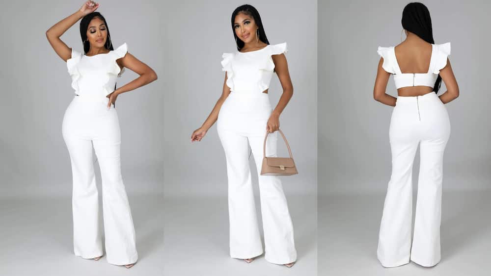 Flare sleeveless cutout jumpsuit with round neckline and cutout detail