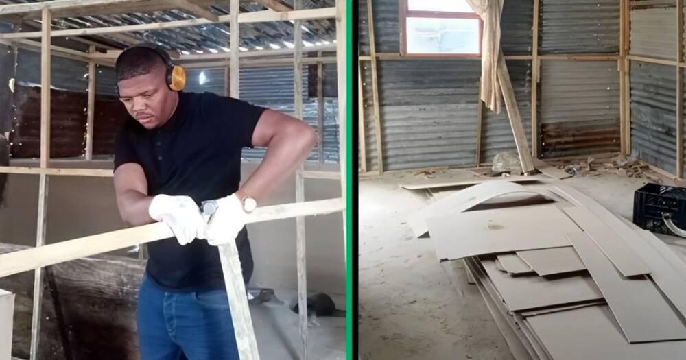 A young man took to TikTok to showcase how he turned a shack into a house.