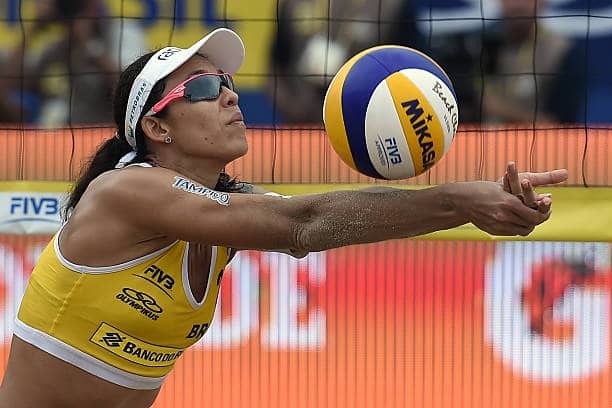 Talita Antunes of Brazil in action at the FIVB Beach Volleyball World Tour Rio Open