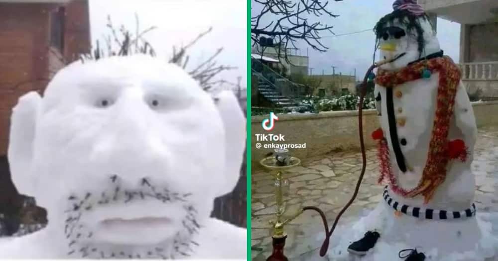 A video of a snowman smoking hubbly bubbly