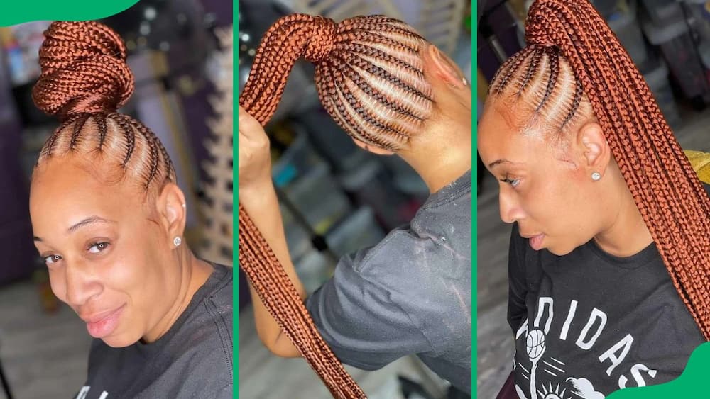 Stitched braids to the back