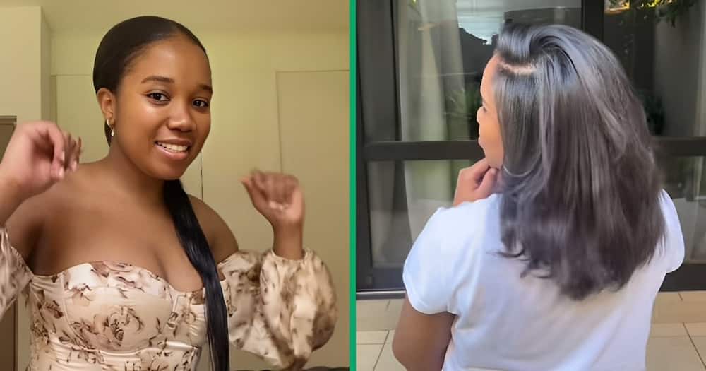 TikTok video of a woman plugging her followers with hair growth products.