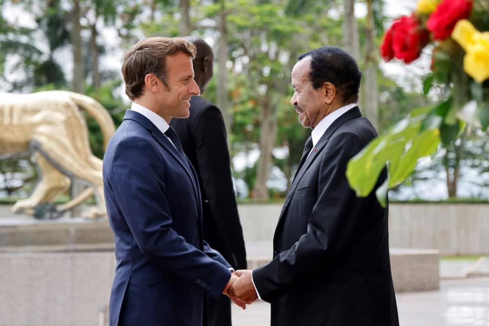 France's President Macron met Cameroon's President Biya at the start of his three-day tour