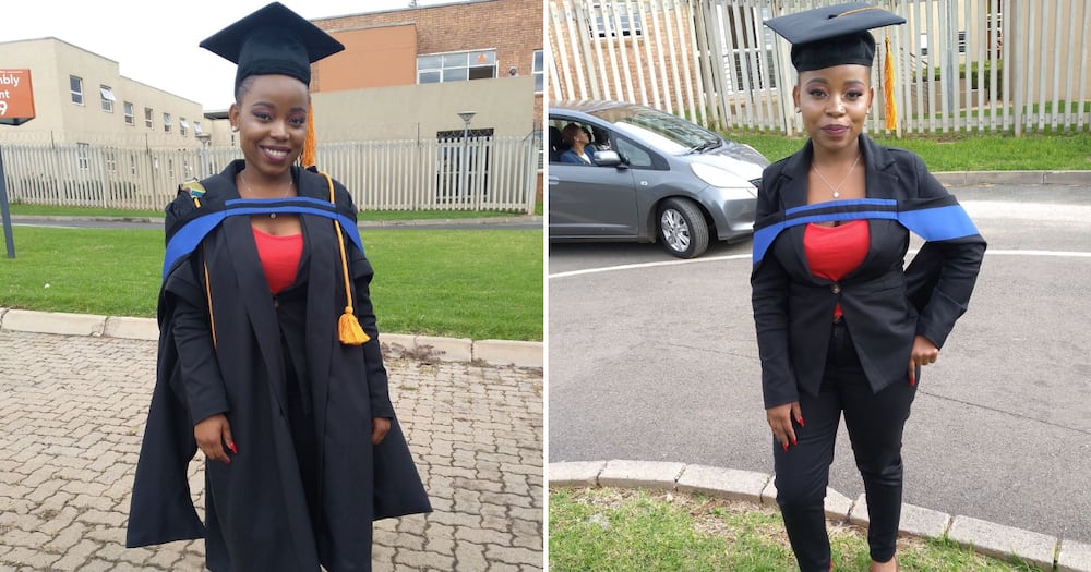 A young lady from Johannesburg is happy to be employed after graduating with an honours degree in HR recently