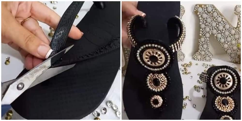 slippers, viral video, bedazzled, footwear, DIY, fashion