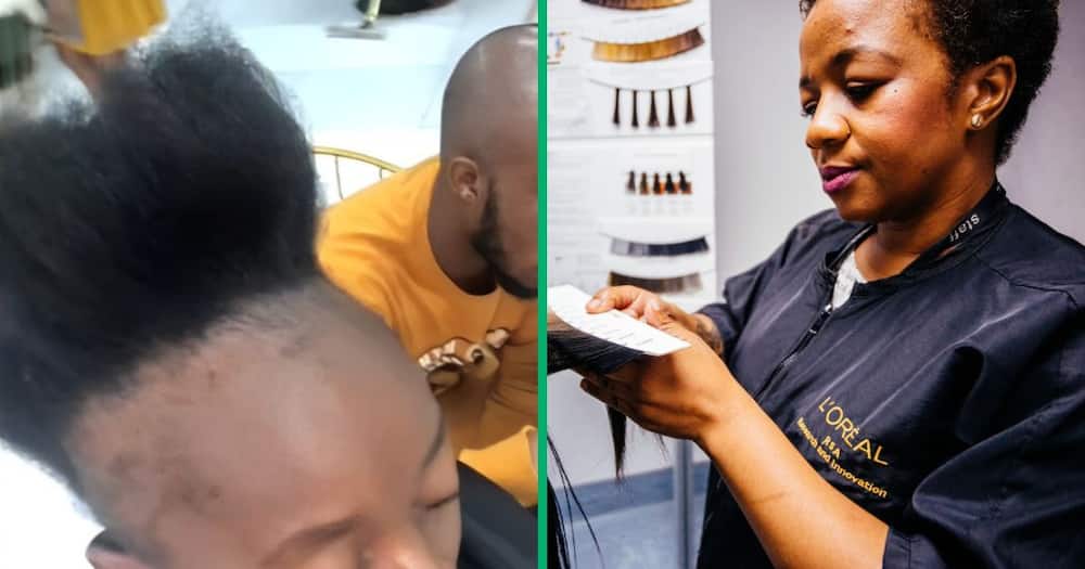 TikTok video show woman with bad hairline at salon in Rusternburg