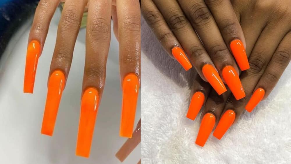 Plain orange nails
