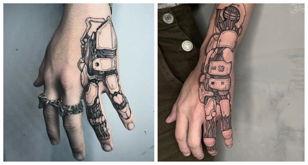 Robotic Hand Tattoo  Geekologie  Mechanic tattoo Biomechanical tattoo  Biomechanical tattoo design