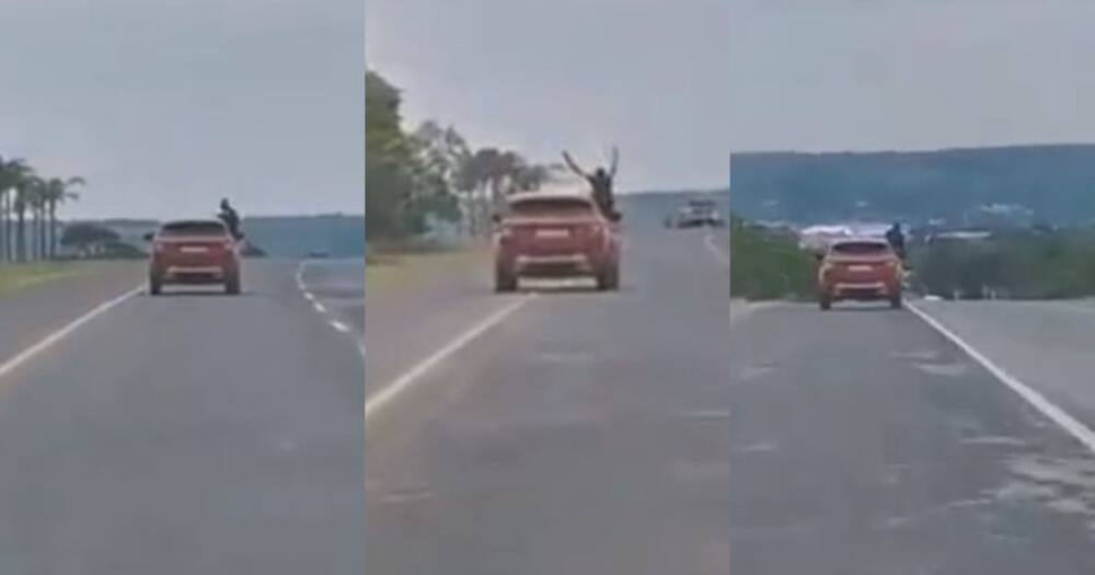 Dangerous, worrisome act, viral video, man climbs out moving car, trending video, Mzansi latest news, South Africa