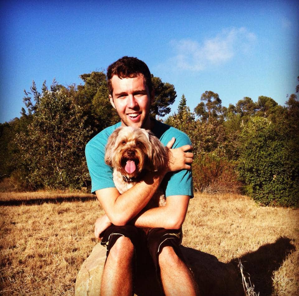 Dylan Macdonald with his pet dog.