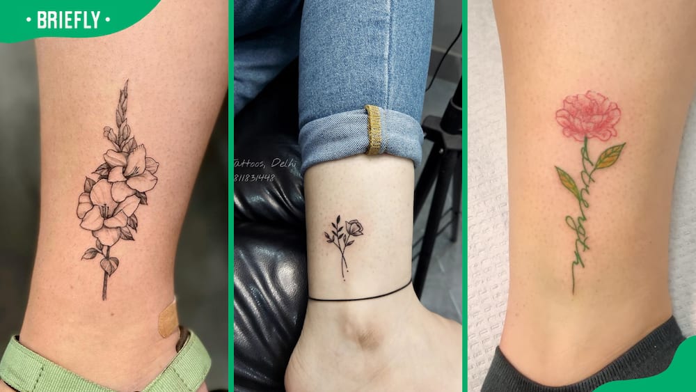 August (L), small (C) and simple flower tattoo (R)
