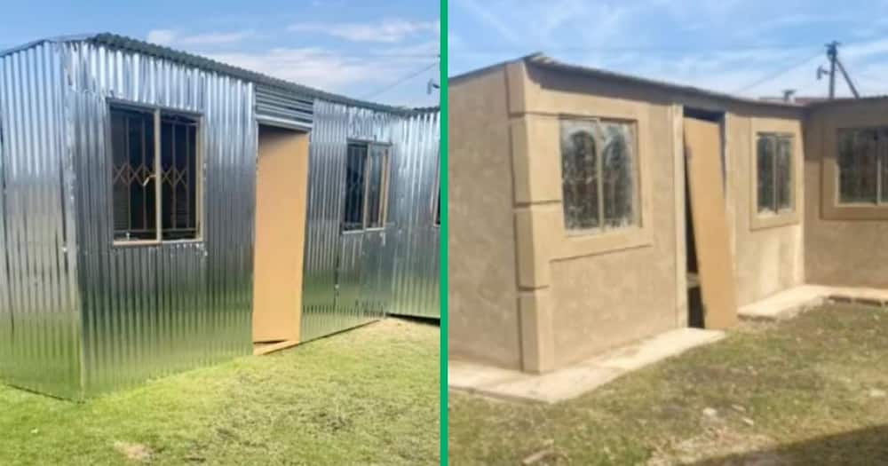 A company transformed a mkhukhu into a cemented house