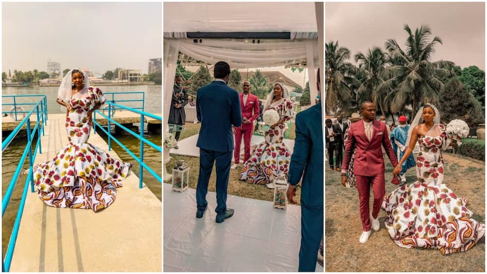 Check out the ankara-style wedding gown this woman wore during her marriage ceremony