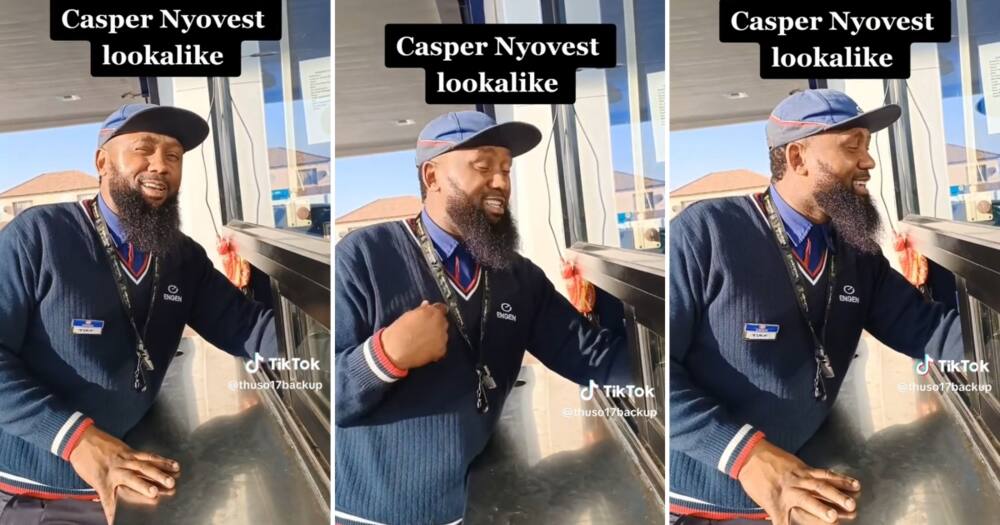 A video of Cassper Nyovest's lookalike working at Engen petrol station has gone viral
