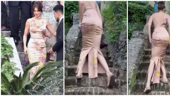 Kendall Jenner struggling to climb stairs in tight dress at sister Kourtney's wedding, leaves Mzansi in stitches