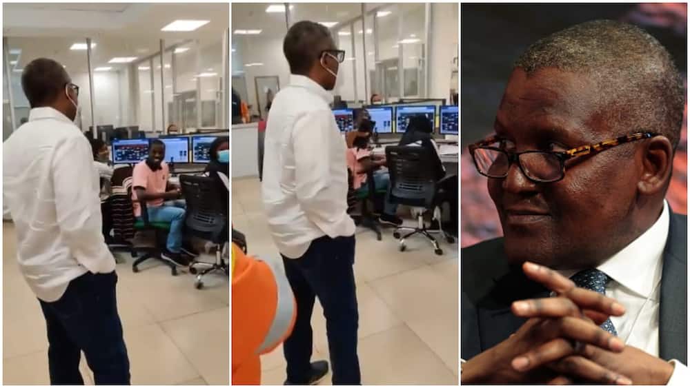 African's richest man Dangote humbles himself, speaks to his employers to motivate them, video goes viral