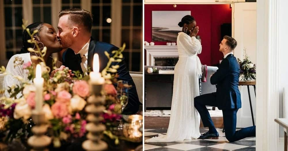 South Africans are falling in love with images of Rowan Adams who just proposed to his fiancee. Image: @rowancba/Twitter