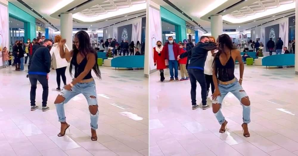 booty, dance, video, woman, black, top, jeans, sandals, fashion, fitness, mall, man