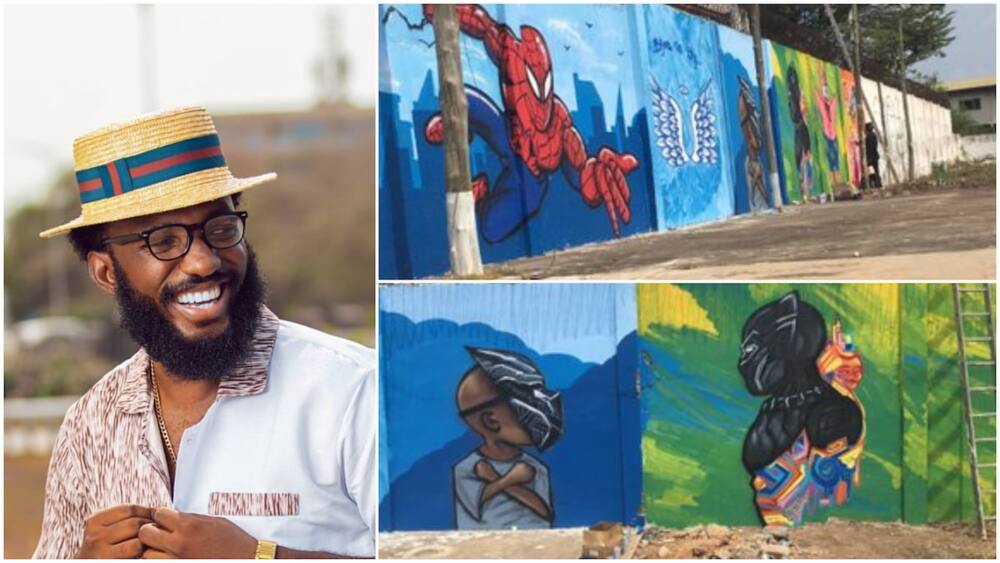 Man makes fine arts on wall, showcases his skill, people praise him